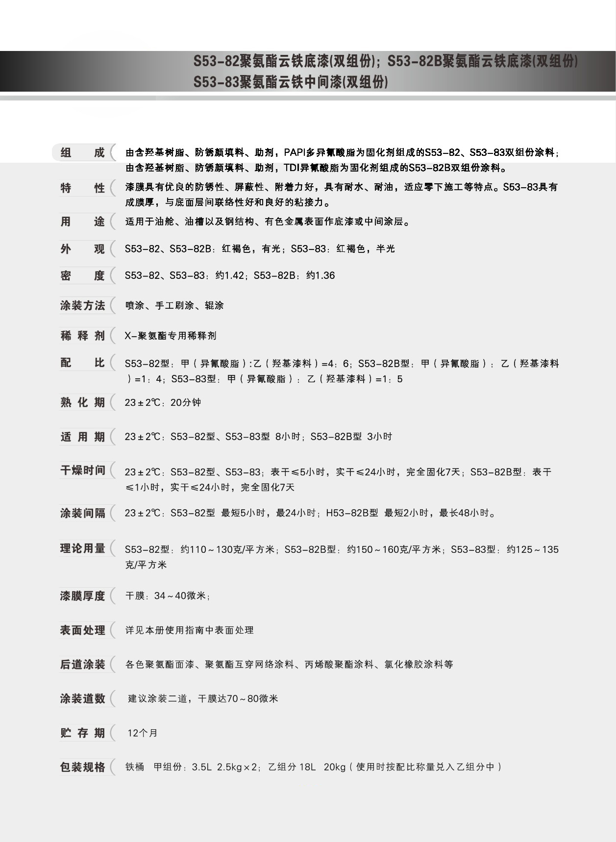 聚氨酯云鐵底漆（雙組份）